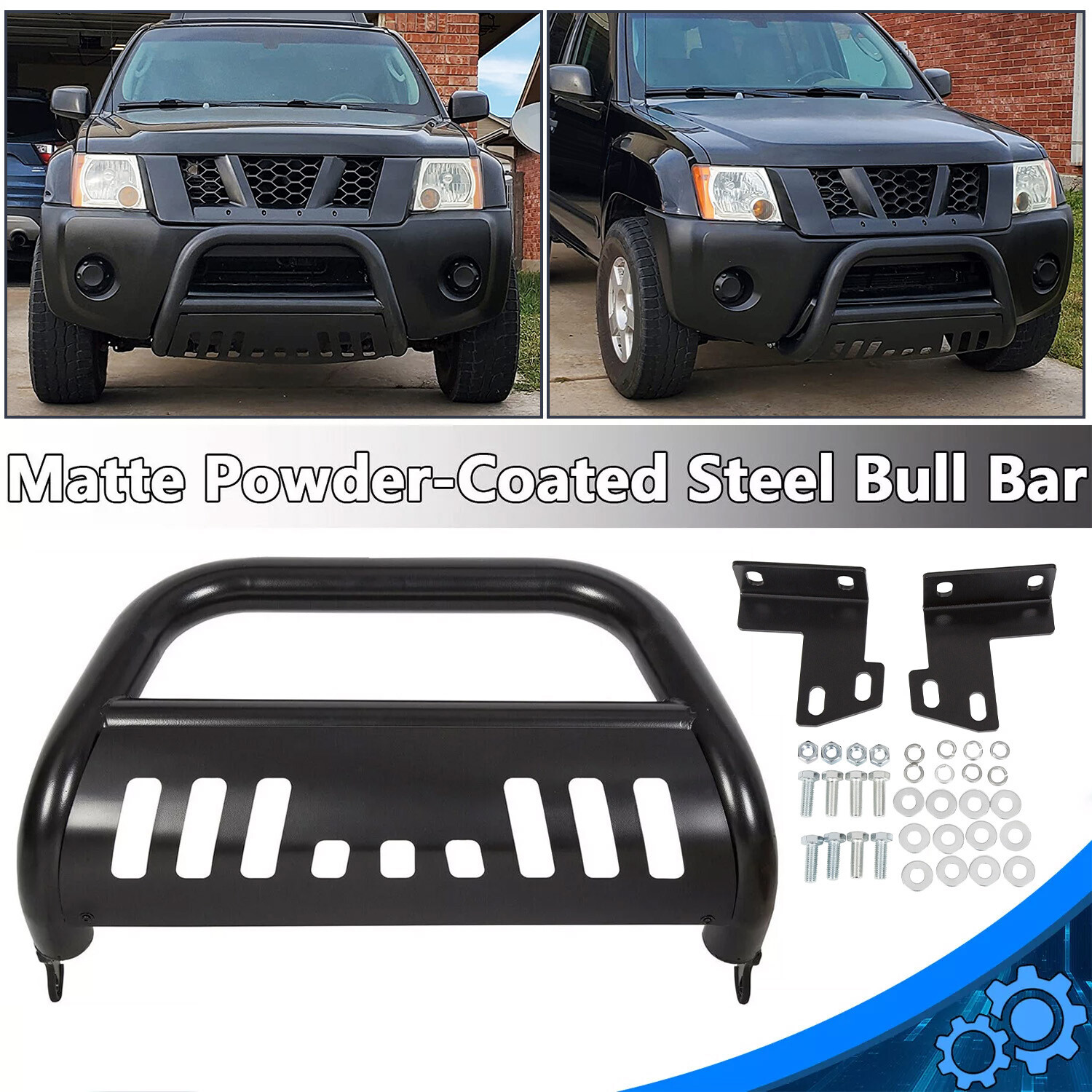 FOR 05-21 NISSAN FRONTIER PATHFINDER BLACK 3″ BULL BAR PUSH BUMPER GRILLE GUARD