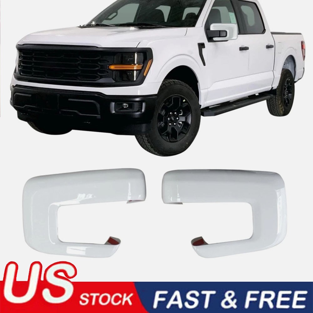 2021-2024 2025 2026 Ford F150 Mirror COVERS w/o Turn Signal Hole Z1 OXFORD WHITE