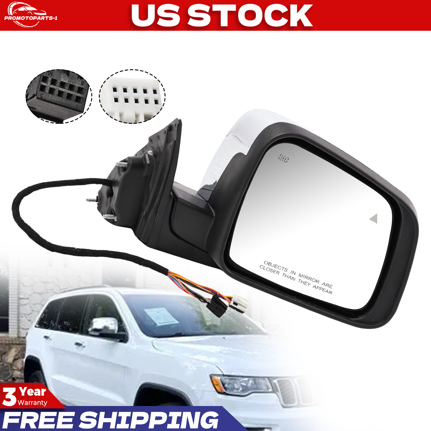 Right Side Manual Fold Mirror w/ Blind Spot For Jeep Grand Cherokee 2011-22