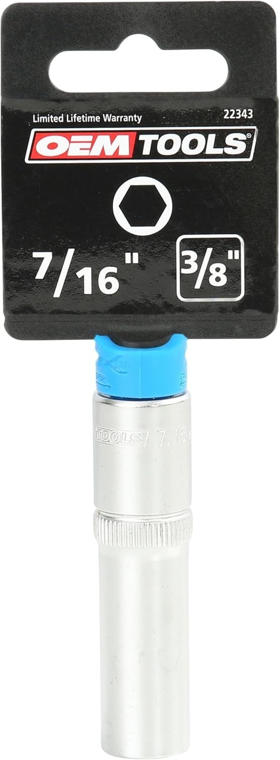 7/16″ SAE Deep Socket, 3/8″ Drive, 22343, Thin Wall, Chrome Finish
