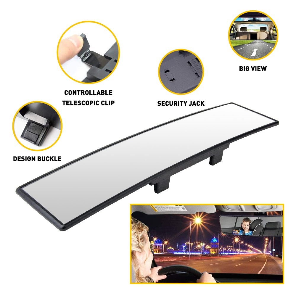 UNIVERSAL CONVEX 300MM WIDE ANGLE INTERIOR CLIP ON REAR VIEW MIRROR I