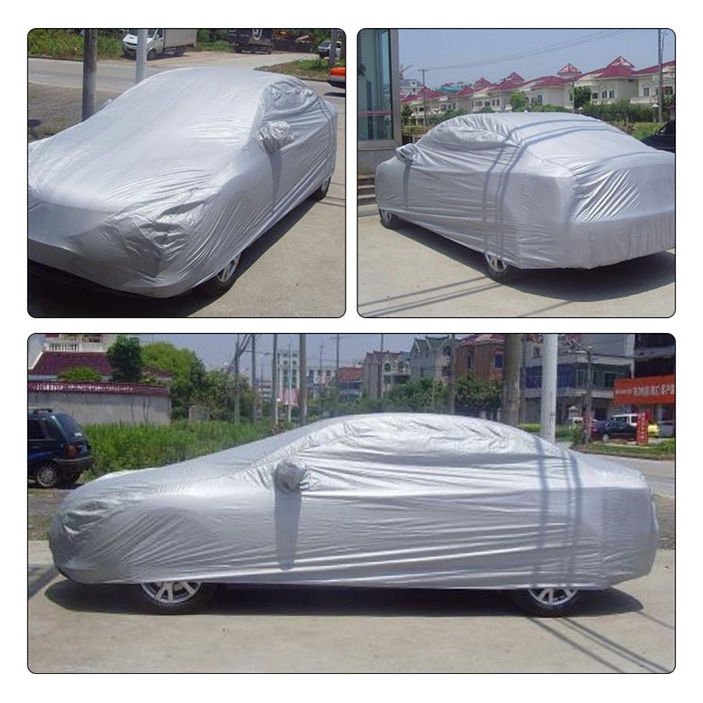 Universal Car Cover Size L Silver Breathable All Weather Protection Waterproof