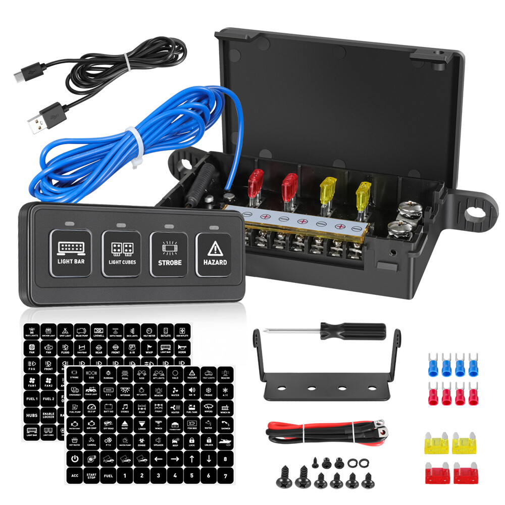 Wireless 4 Gang Switch Panel Circuit Control Relay System Pickup Truck SUV UTV