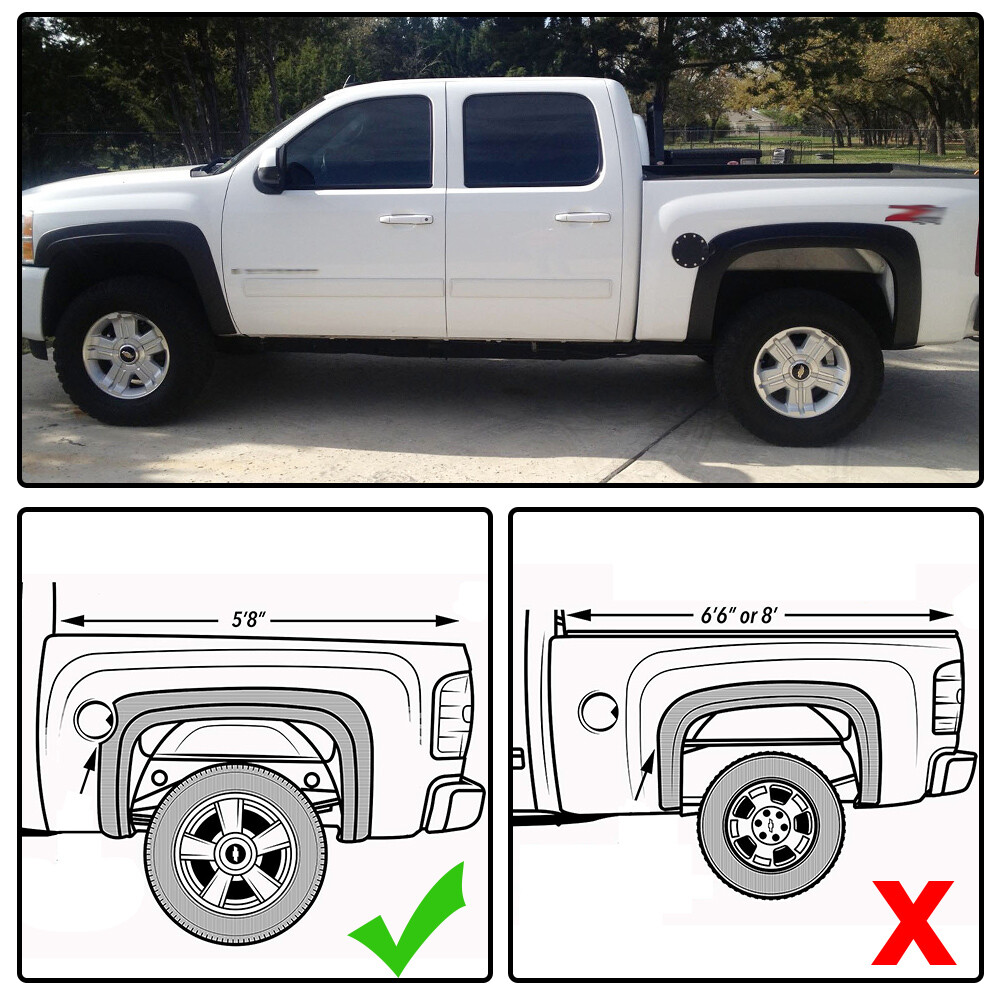 69.3″ Short Fender Flares Protector Fit For 2007-2013 Silverado 1500 Fleetside