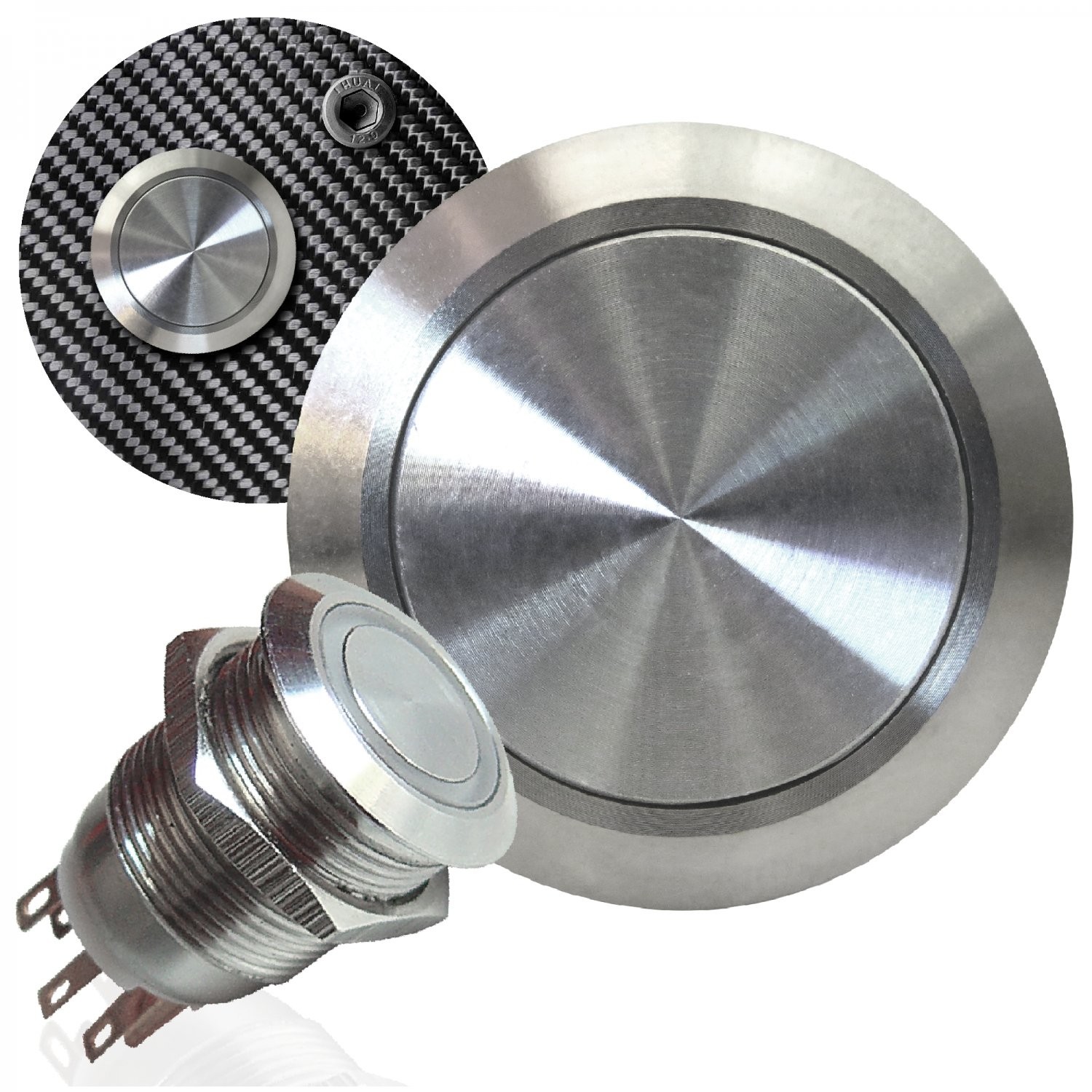 16mm Billet 12V Momentary Non-Illuminated Push Button Switch Universal Car Truck