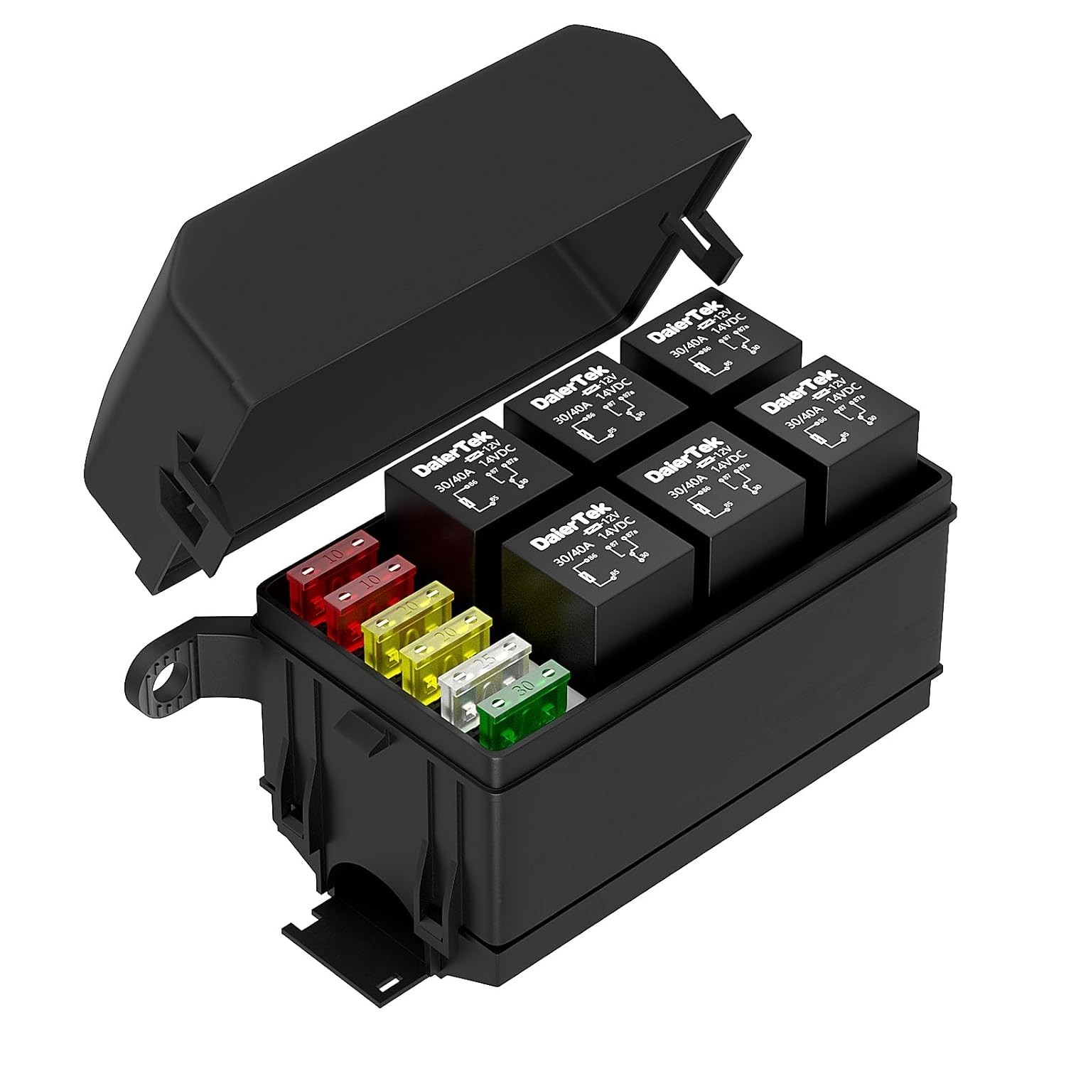 12V 6 Slots Fuse Relay Block 6 Slots ATC/ATO Fuse and Relay Block Relay Box