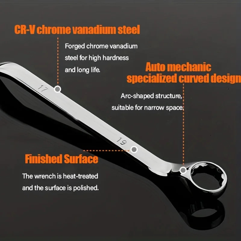 Premium Chrome Vanadium steel Tools 75-Degree Deep Offset Double Box End Wrench