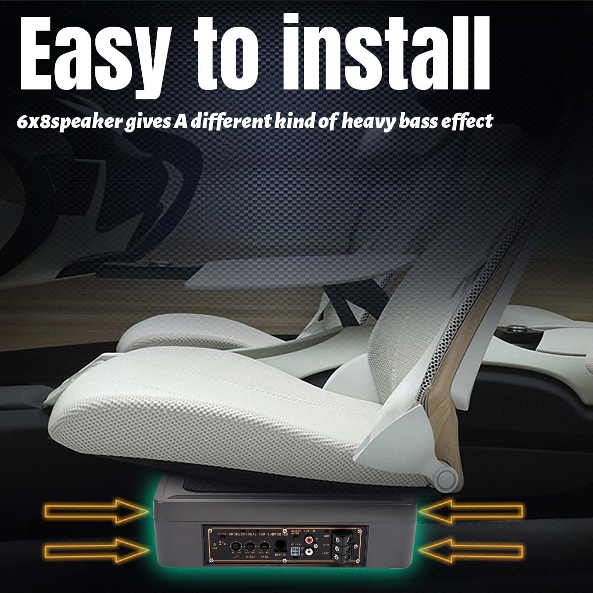 1200W Car Subwoofer Active Underseat Bass Box Audio Speaker Amplifier +Cables US