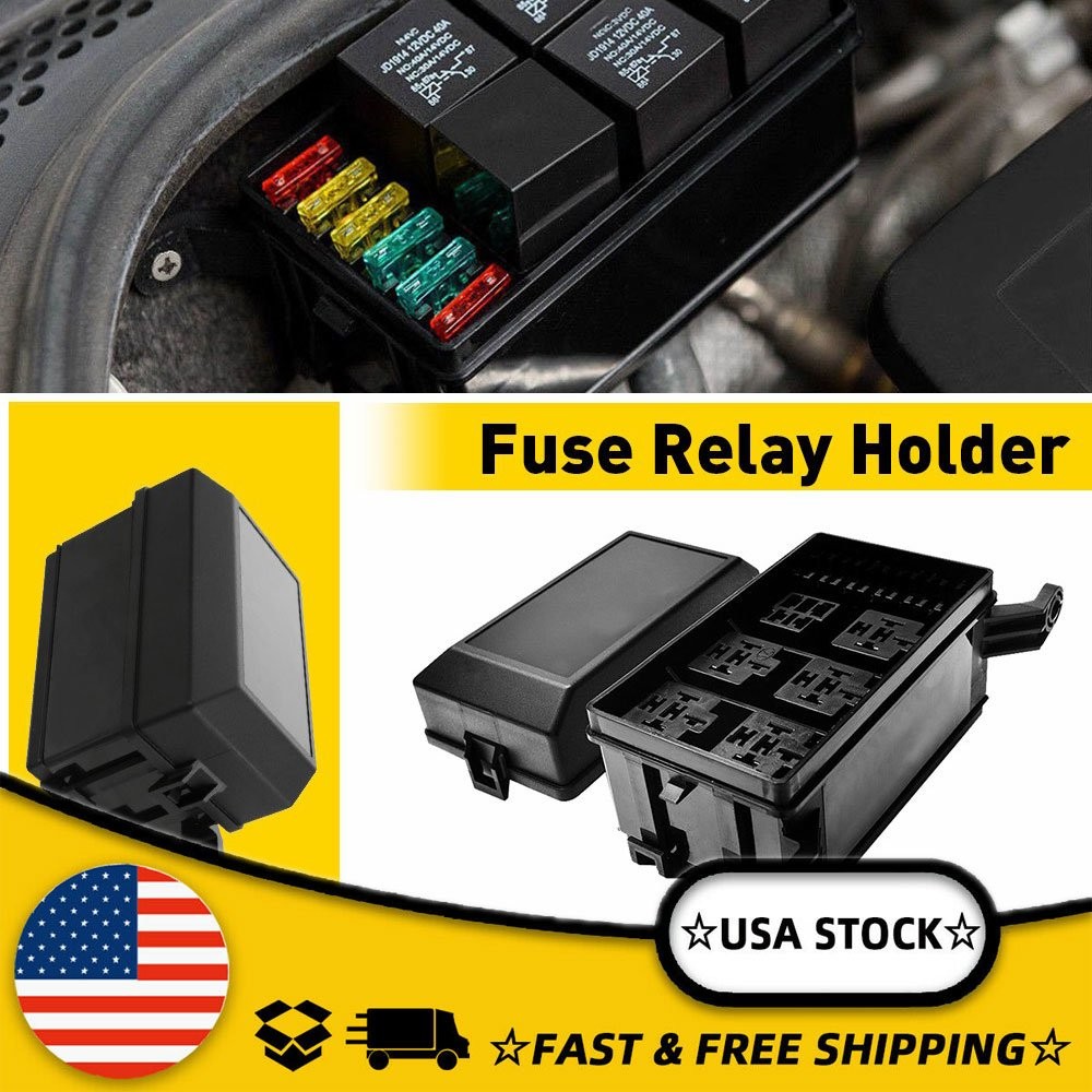 Universal Auto Waterproof Fuse Relay Box Block 6 Relay 6 ATC/ATO Fuses Accessory