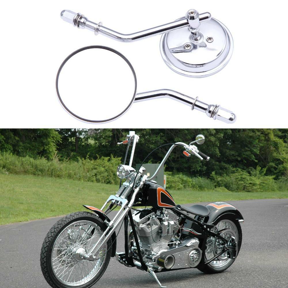 Motorcycle Chrome Round Rearview Side Mirrors For Harley Springer Softail Bobber