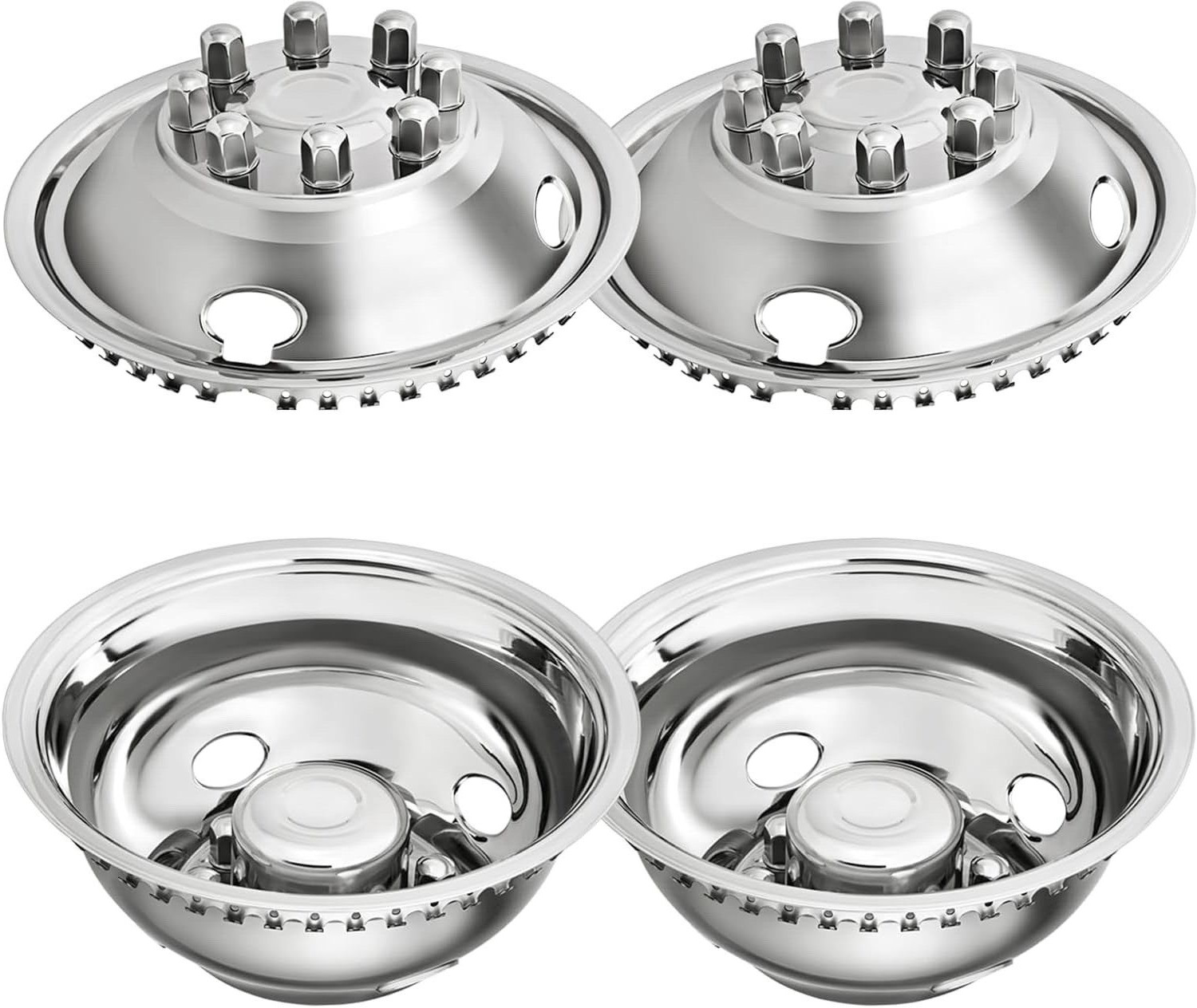16″ 8 Lugs Wheel Simulator Stainless Steel Set For 2008-2021 Ford E350/E450 Van