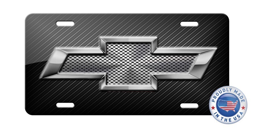 CHEVY Inspired Abstract Art on Black Glossy Vanity Aluminum License Plate Tag