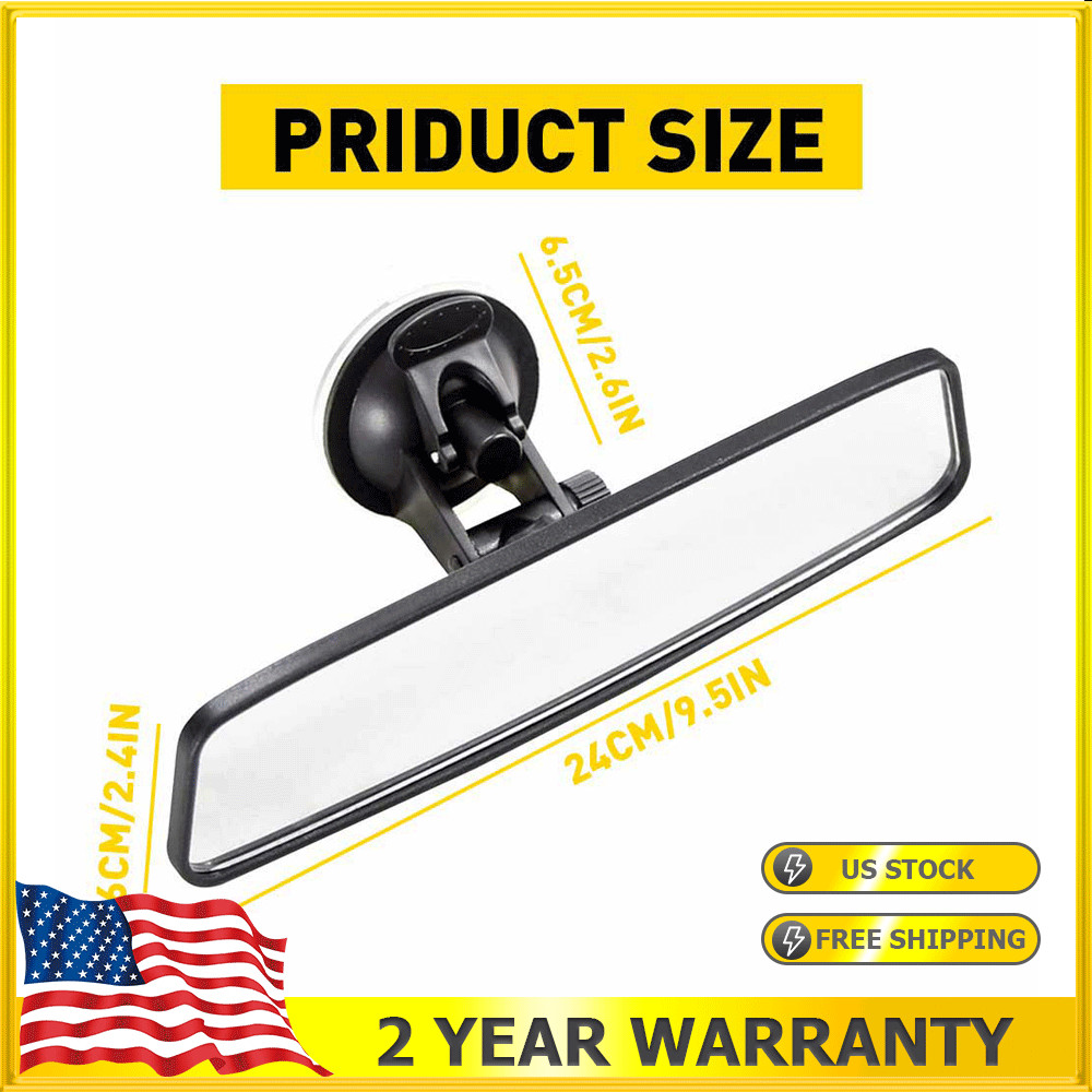 9.5″ Rear Black View Car Mirror Night Day Universal Clear Panoramic Accessories