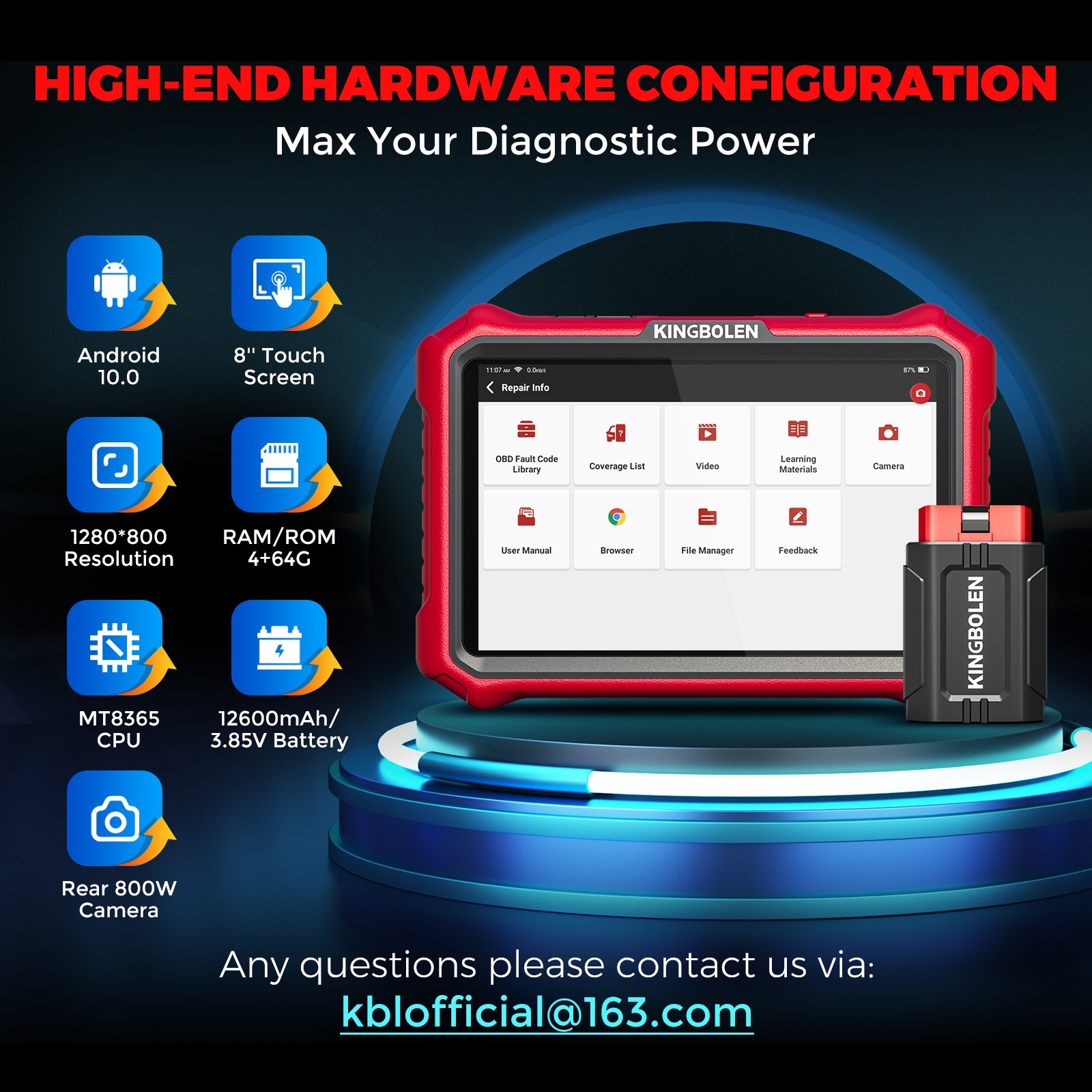 KINGBOLEN K8 PRO OBD2 Scanner Auto Bidirectional Diagnostic Tool ECU KEY Coding