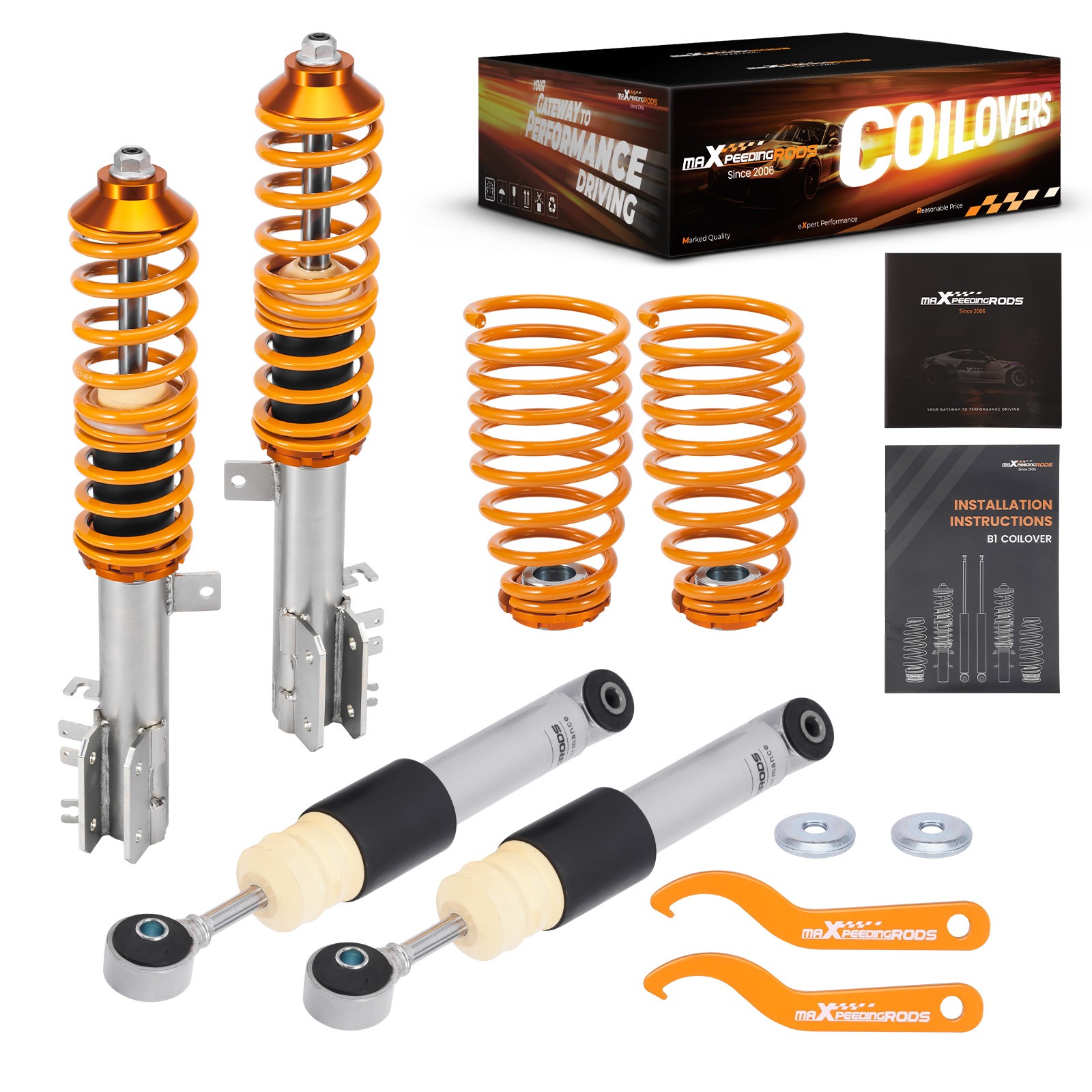 Maxpeedingrods Adjustable Coilovers Lowering Coils For FIAT 500 2009-2019