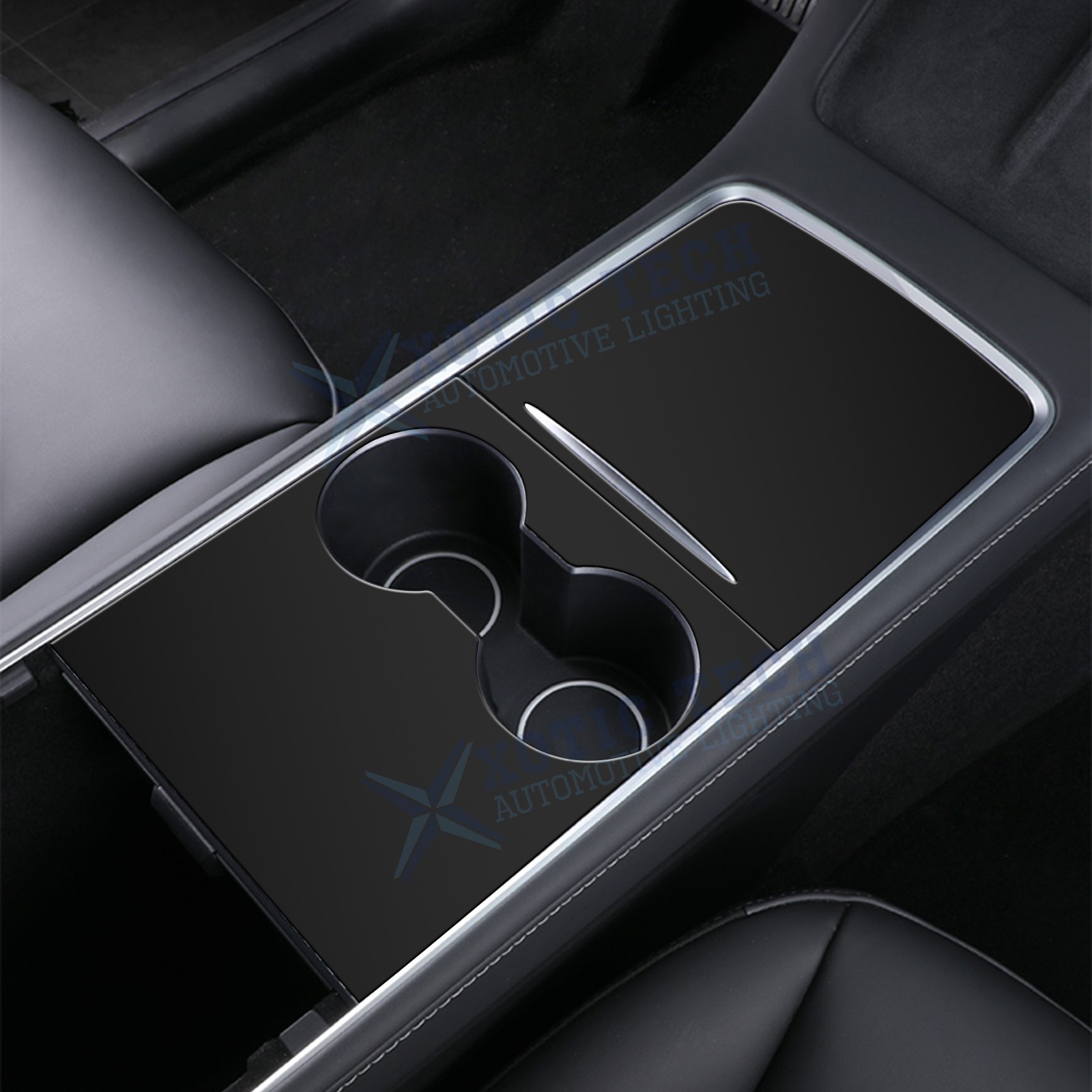 Steel+ABS Matte Black Center Console Cover For Tesla Model 3 2021-23 & Y 2021-up