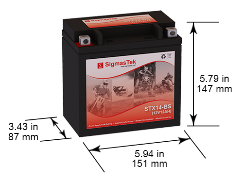 Yuasa YTX14-BS Replacement Motorcycle Battery by SigmasTek