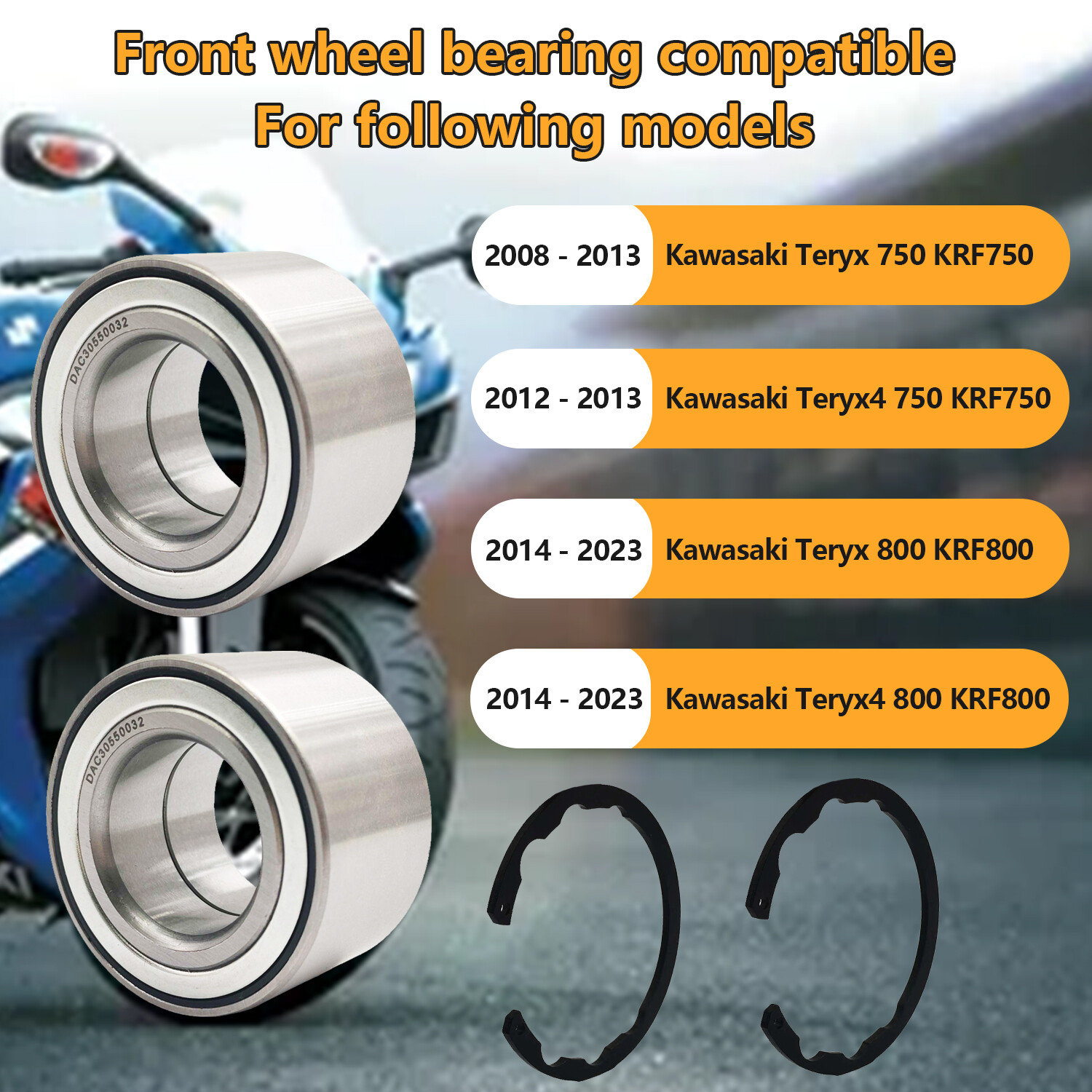 2pcs Front Wheel Bearings 30x55x32 + CIRCLIP for Kawasaki Teryx Teryx4 750 800