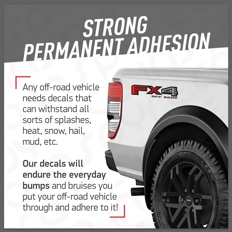 FORD PERFORMANCE Custom Decals / Stickers Truck Box / Bed • White-Black-Red