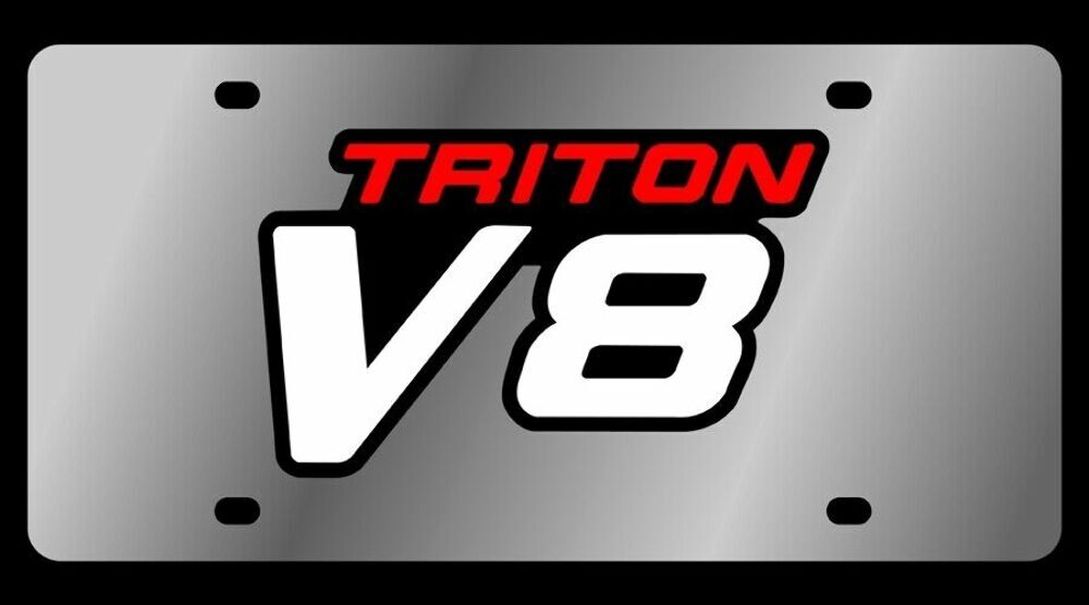 Eurosport Daytona 1536-1 Stainless License Plate; Triton V8 Logo