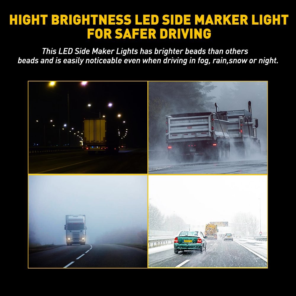 4x Red 4″*1.33″ LED Side Marker Clearance Lights Waterproof for Trailer Truck RV