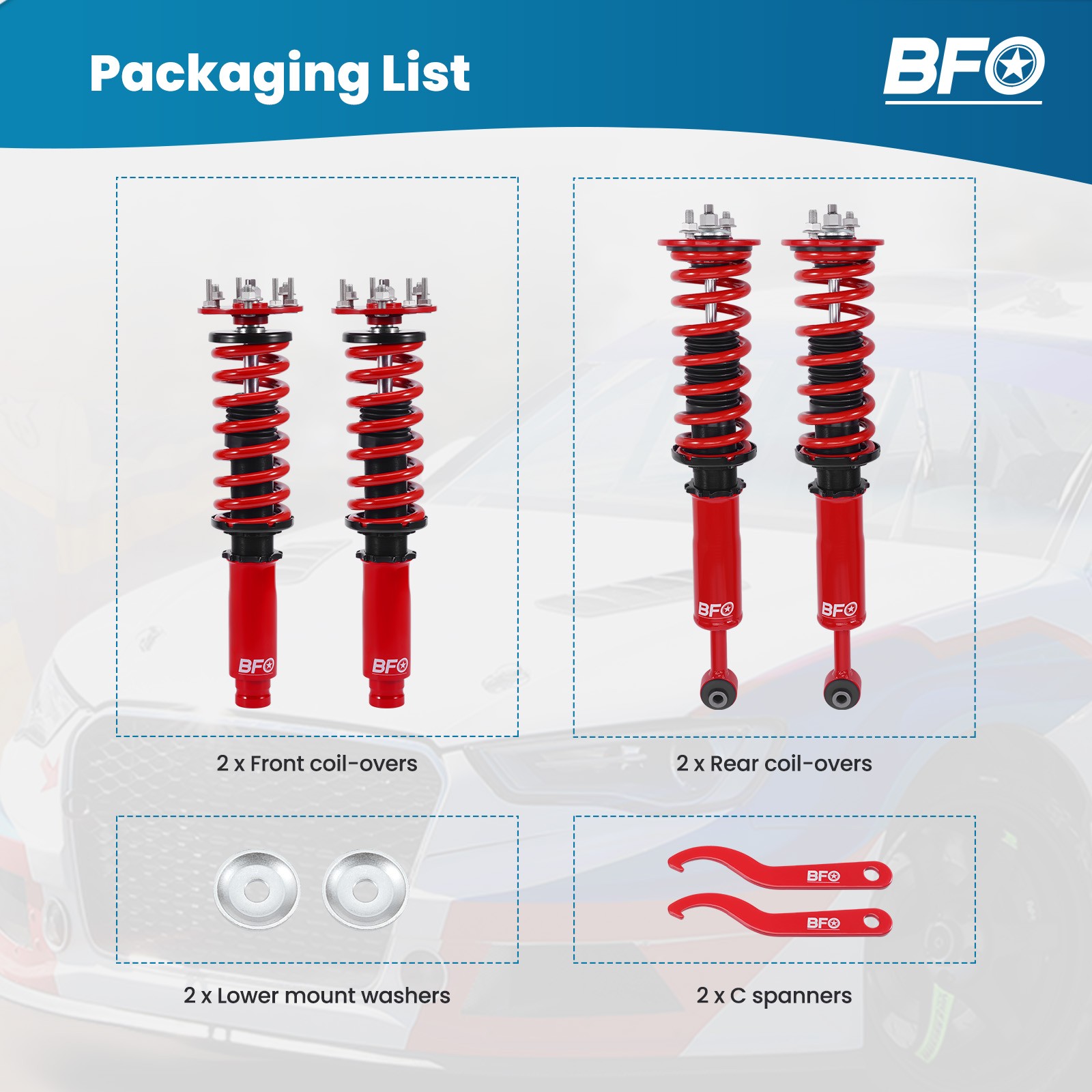 BFO Coilovers Suspension Lowering Kit For Honda Accord 03-07 Acura TL 2004-2008