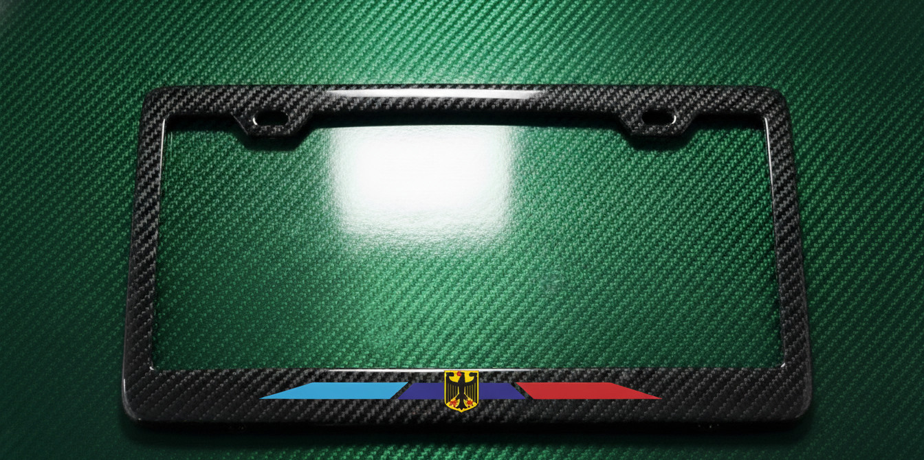 German Eagle Modern License Plate Frame Euro Sport Racing 3K 100% Carbon Fiber