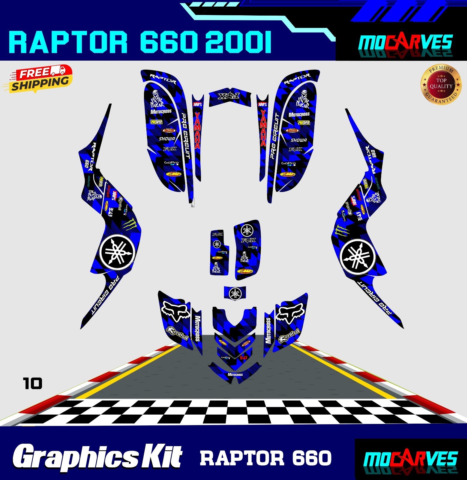 Yamaha Raptor 660 660r full gráphic Kit Raptor 600 Decals stickers ATV