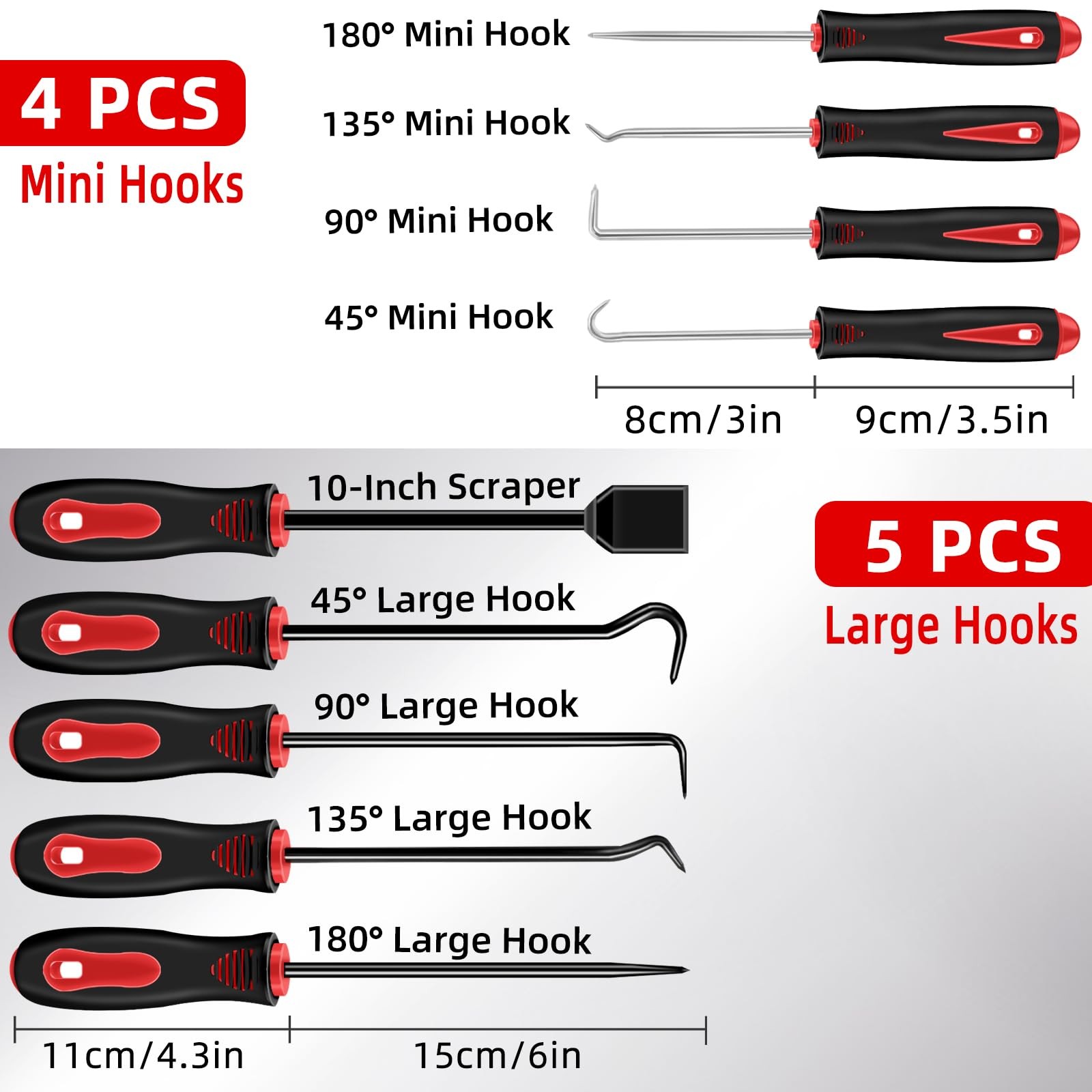 Etre Jeune 11 Pcs Hook and Pick Set Mechanic, Automotive Tool for Red