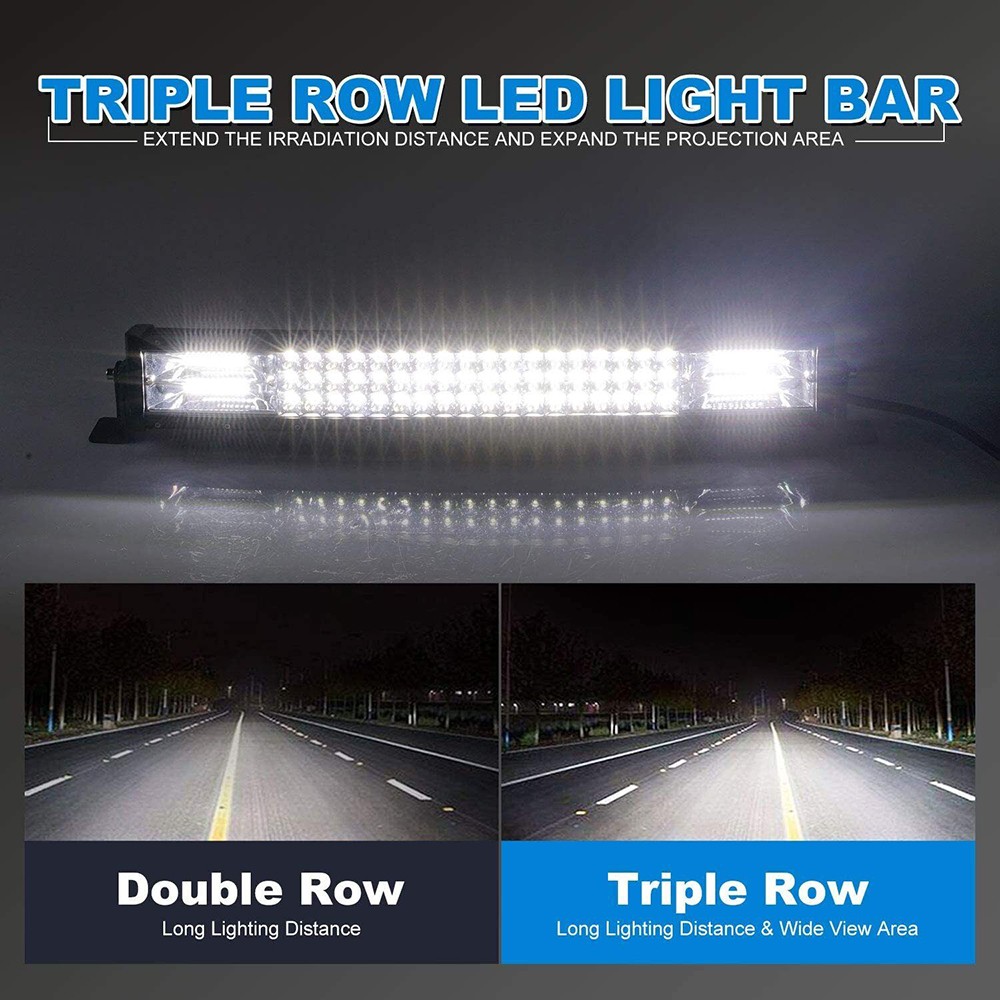 22inch LED Light Bar Spot Flood Combo +4″ Pods Offroad For Jeep Truck SUV+Wiring