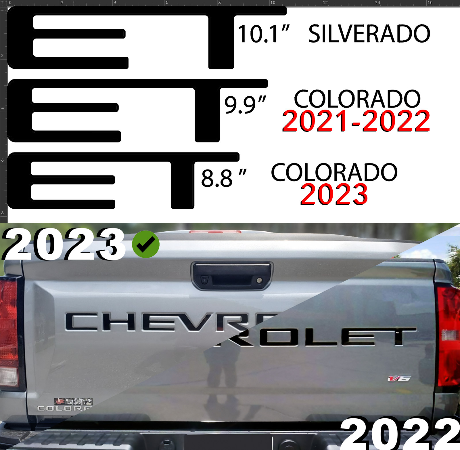 Matte Black Raised Plastic Letters Inserts CHEVROLET COLORADO 2023-25 NOT VINYL