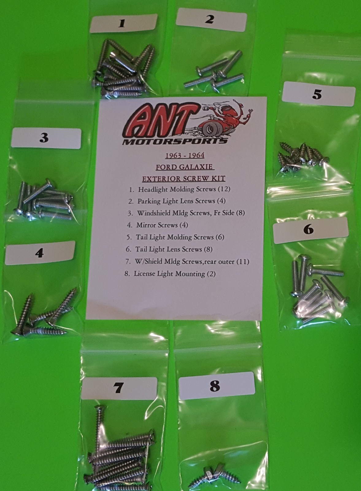 1963 – 1964 FORD GALAXIE EXTERIOR SCREW KIT 55pcs.