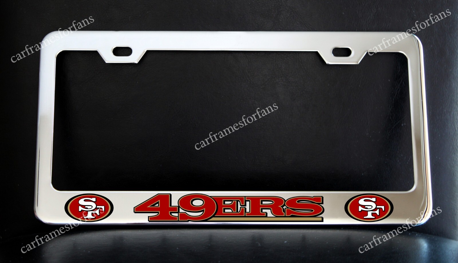 San Francisco 49ers License Plate Frame Custom Made of Chrome Plated Metal