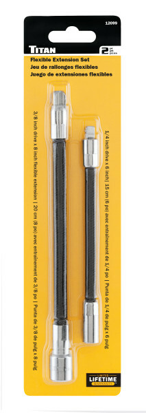 Titan 12099 2pc Flexible Extension Set (1/4″ Dr. x 6″ Long & 3/8″ Dr. x 8″ Long)