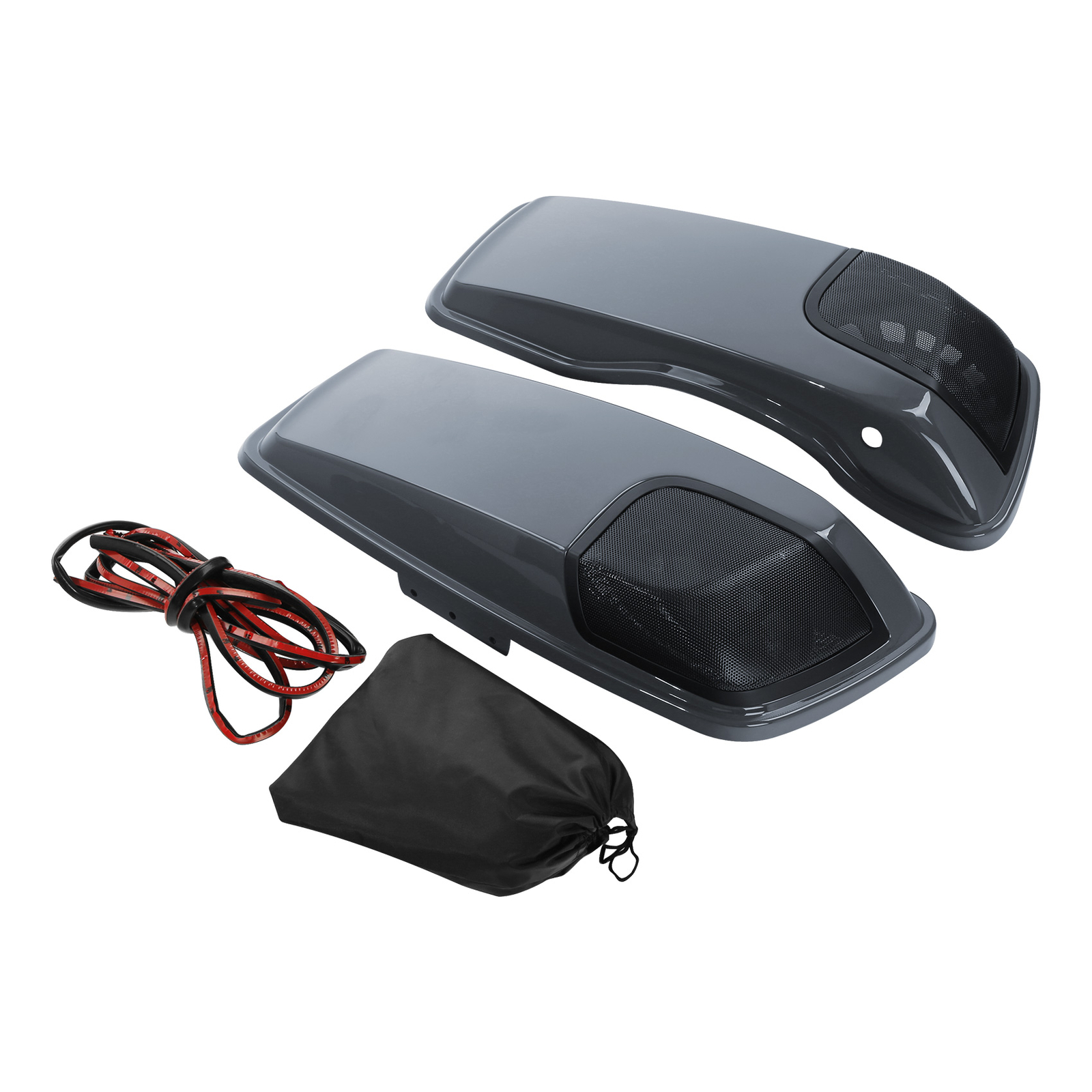 Saddlebags Lids 5×7”Speaker Cutout For Harley CVO Road Glide 14-Up Gunship Gray