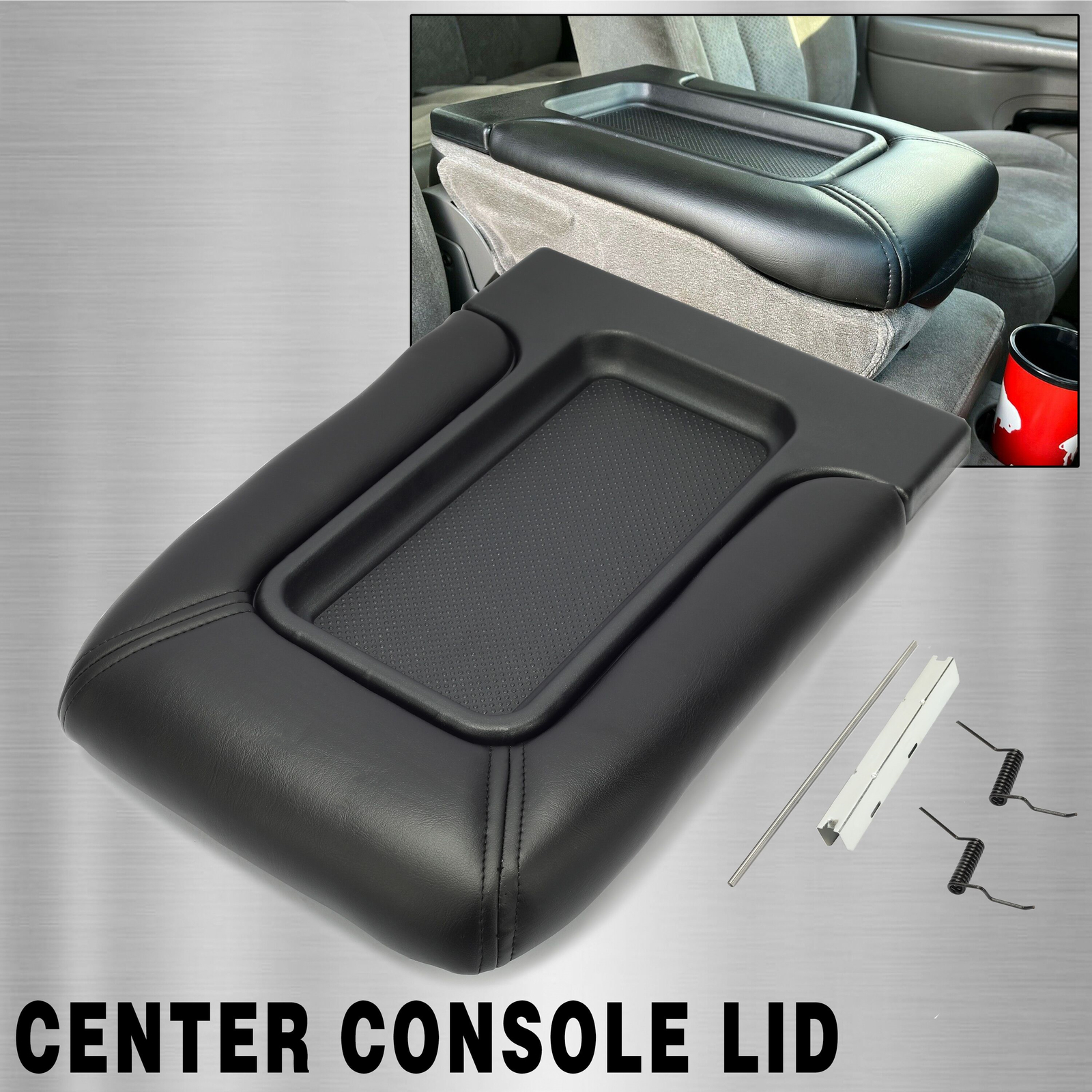 Center Console Fits 99-07 Chevy Silverado Lid Armrest Latch Black # 19127364