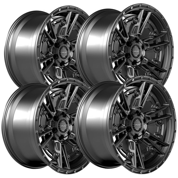 (Set of 4) 4Play Sport Series 2.0 4PS01 17×9 5×5″/5×5.5″ -6mm Black Wheels Rims