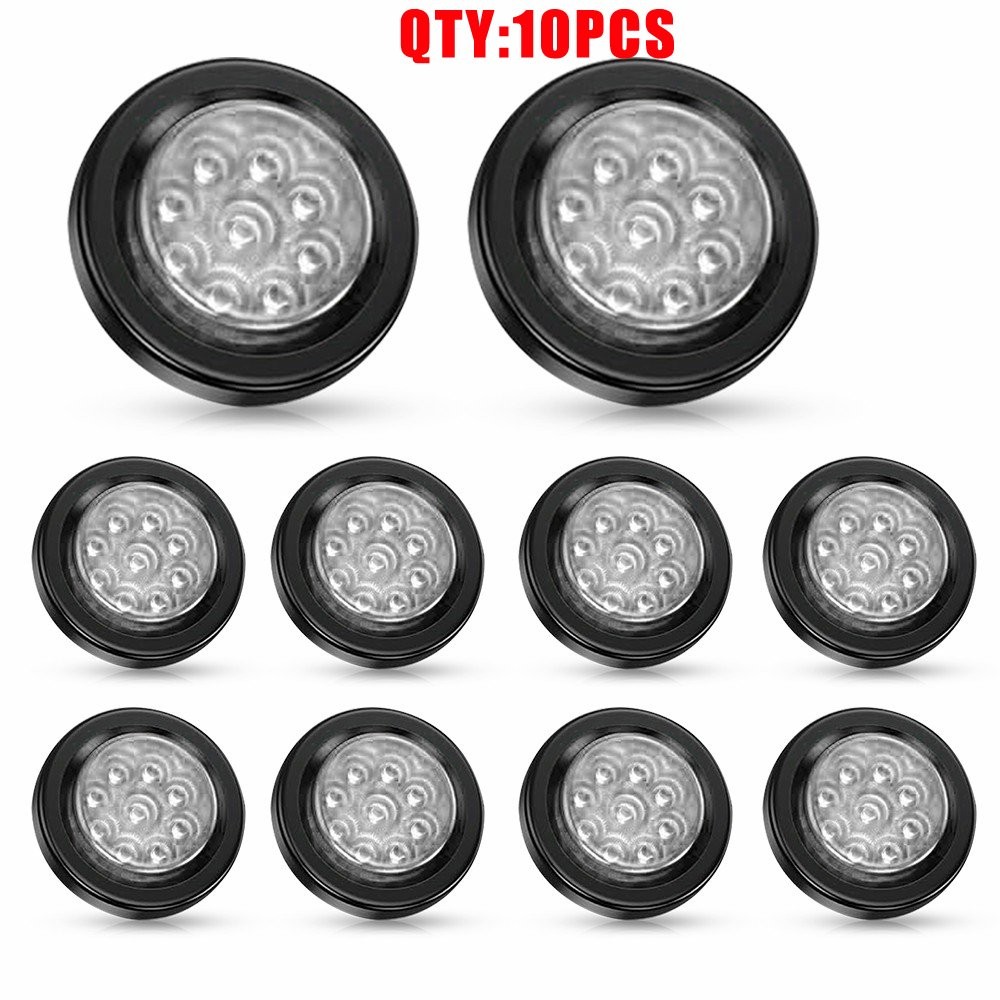 2Inch DOT White Round Trailer 9 LED Marker Lights Truck RV with Grommet 10-50X
