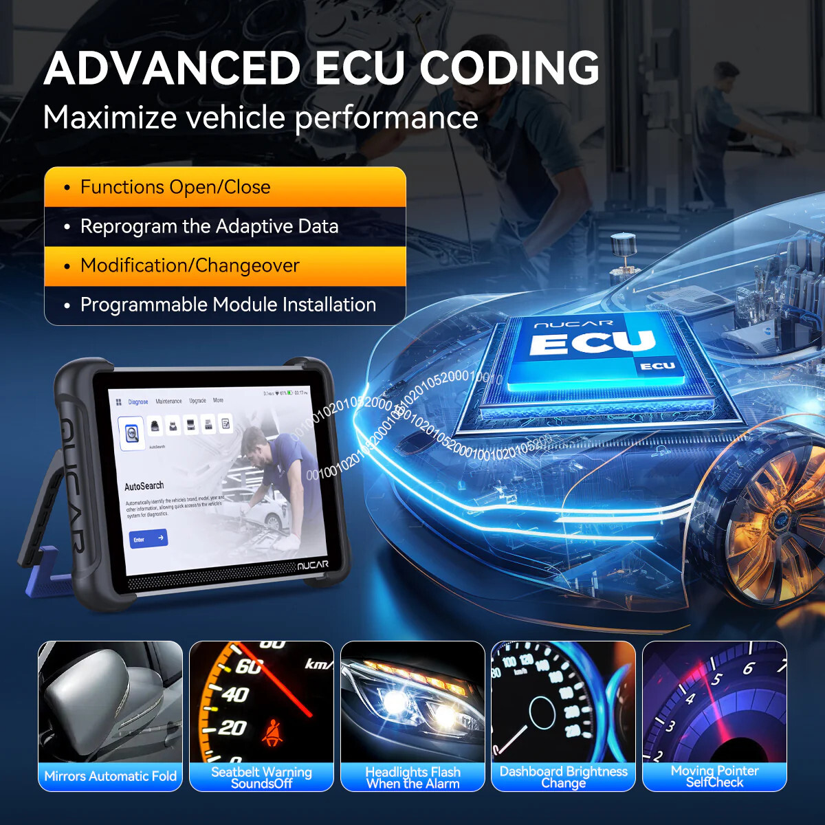 MUCAR 892BT TPMS OBD2 Scanner Diagnostic Tool Bidirectional ECU Coding 35+ Reset