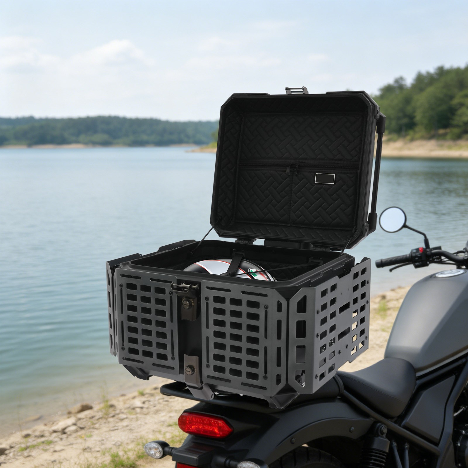 Aluminum Alloy Trunk 55L Motorcycle Top Case Multifunctional Motorbike Tail Box