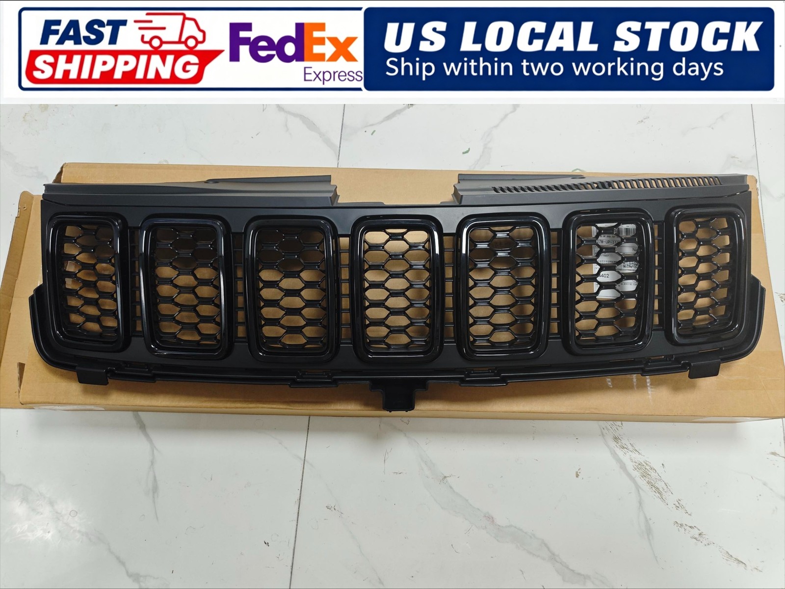 US Stock! For 2017-2021 Jeep Grand Cherokee Black Front Upper Grill Assembly