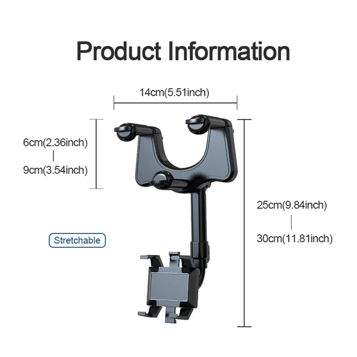 360° Car Rear View Mirror Mount Holder Stand for Apple iPhone Android Phone