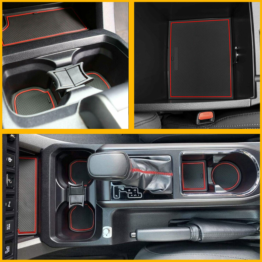 Red Car Cup Door Center Console Liner Insert For Toyota Tacoma 2016-2022 OXILAM