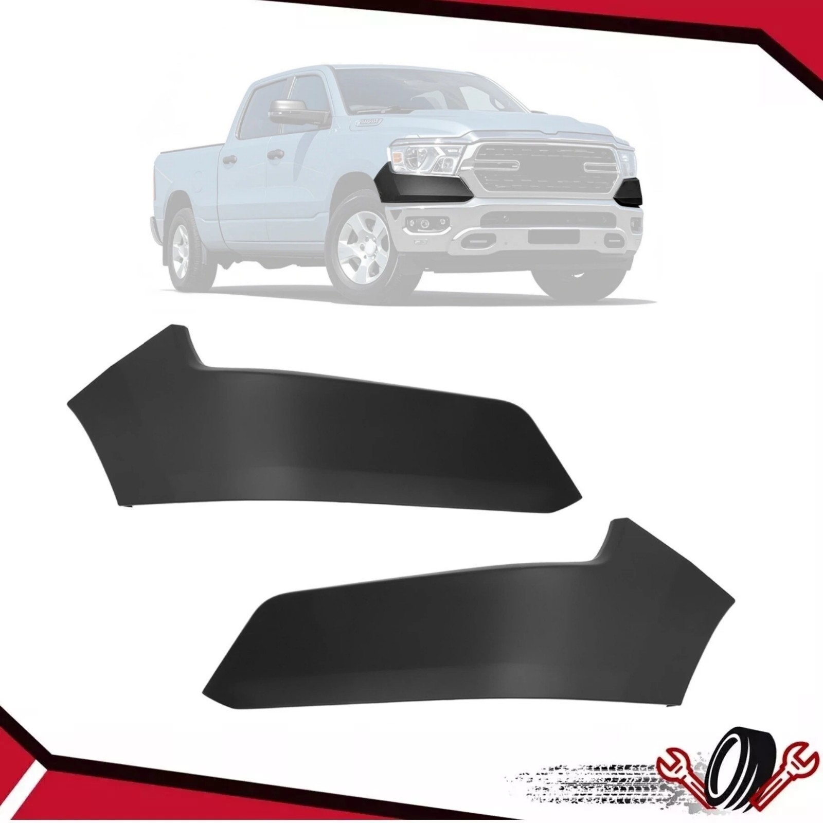 Pair – Front Upper Bumper End Filler Panel For Ram 1500 2019-2024 Left+Right
