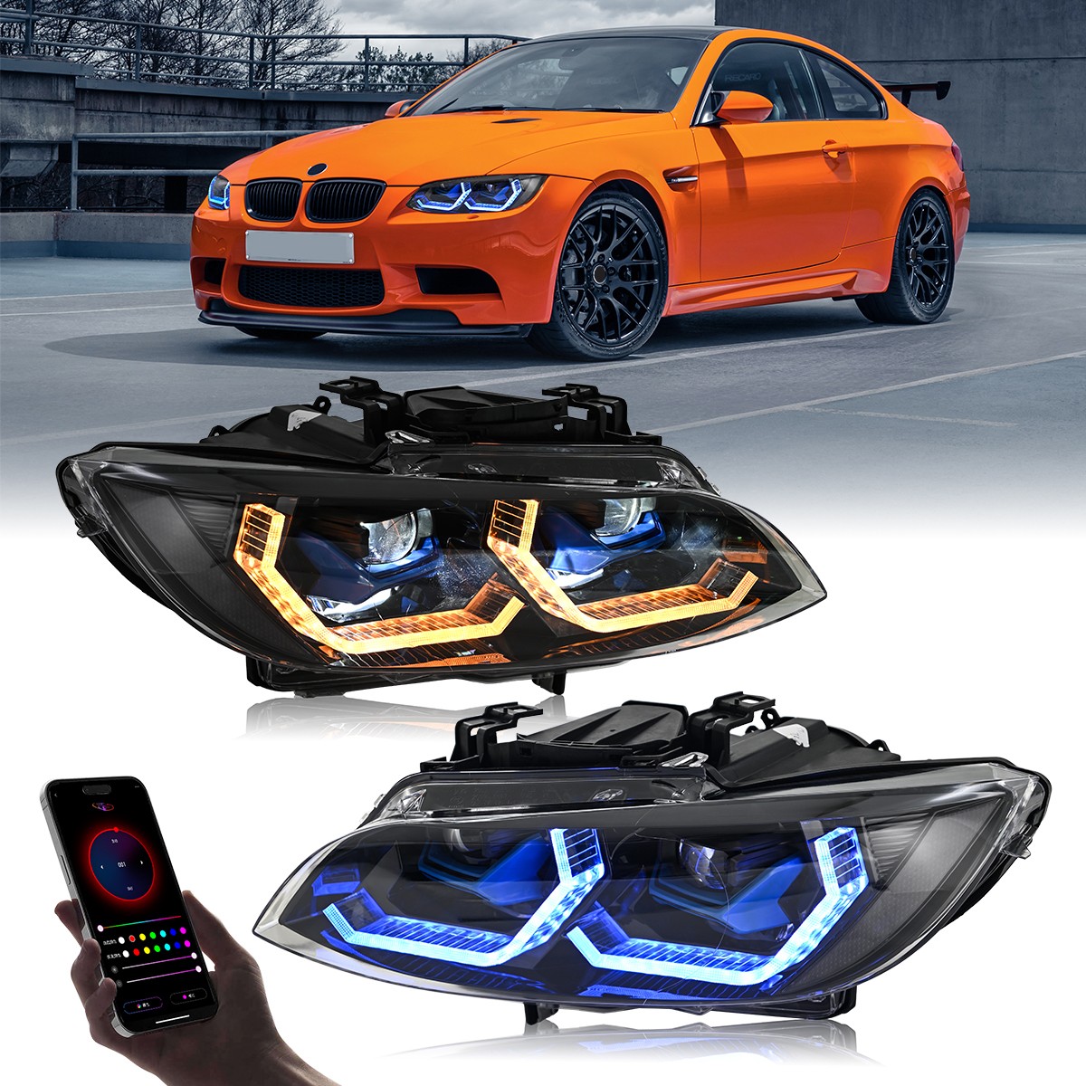 USED For 2007-2010 BMW 3 Series E92 E93 LED Headlight Assembly High Low Beam