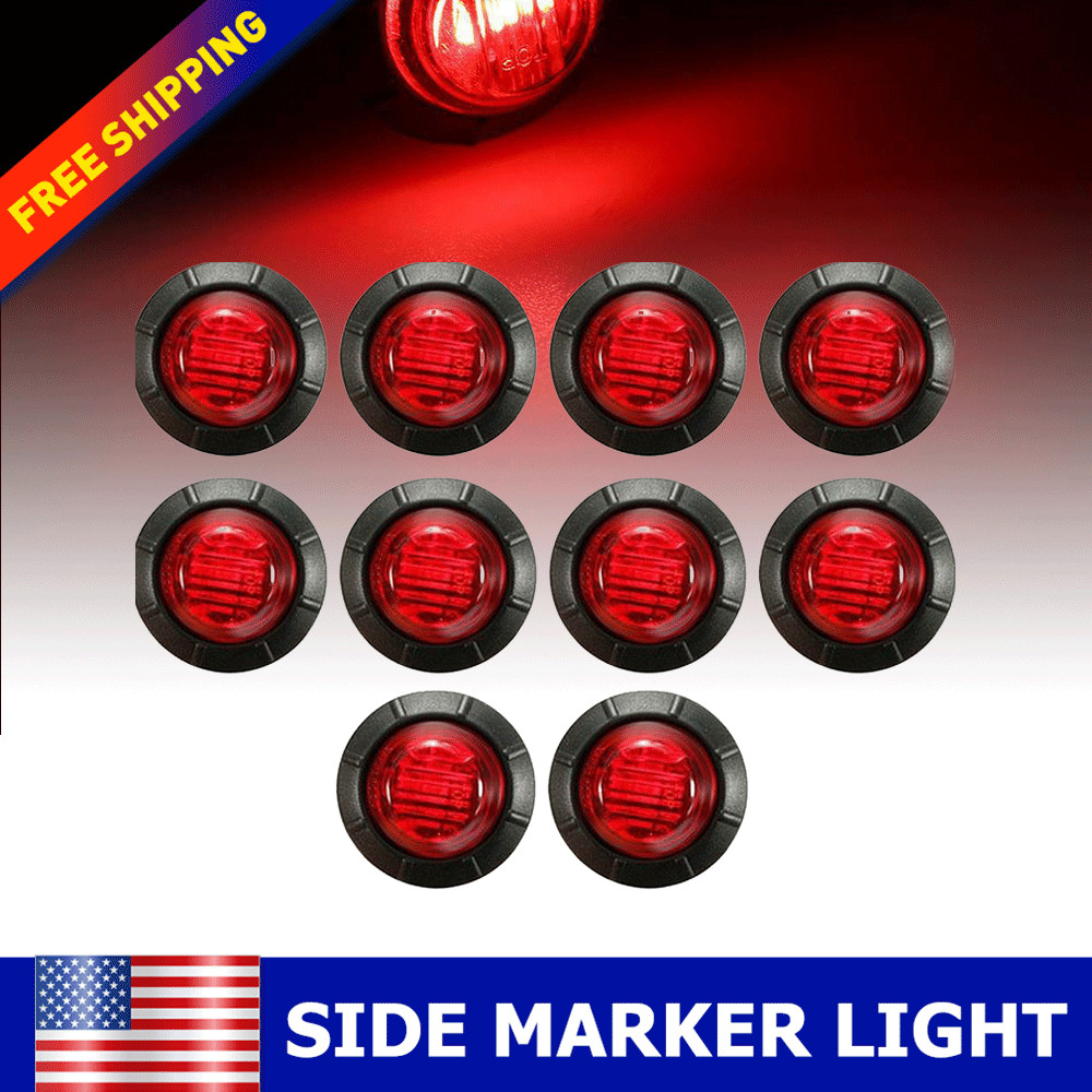 Red Marker Lights 3/4″ LED Truck Trailer Round Clearance Side Light Super Bright