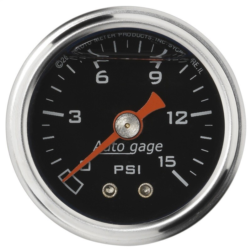 Autometer AutoGage 1.5in Liquid Filled Mechanical 0-15 PSI Fuel Pressure Gauge –