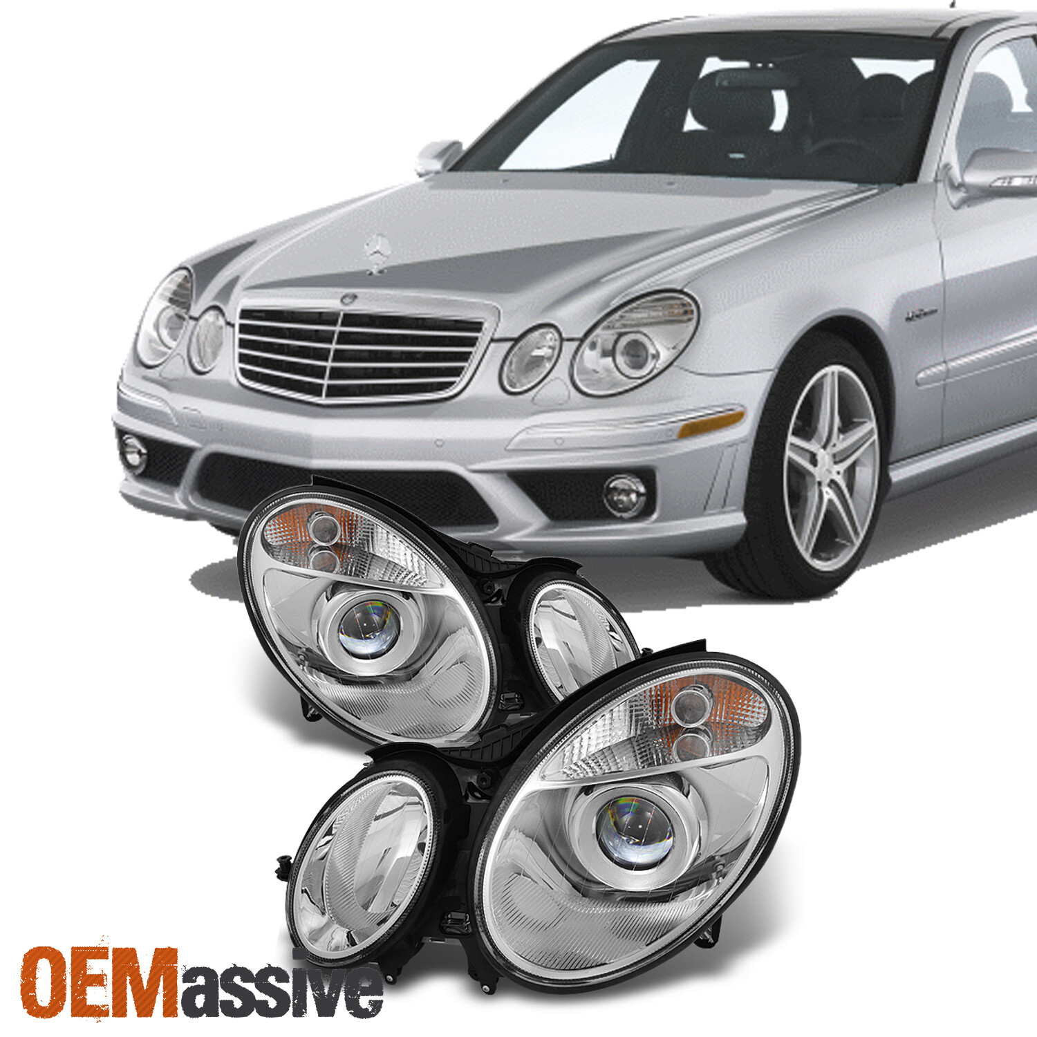 Fit 2003-2006 Mercedes Benz W211 E-Class Projector Headlights 04 05 06 Halogen