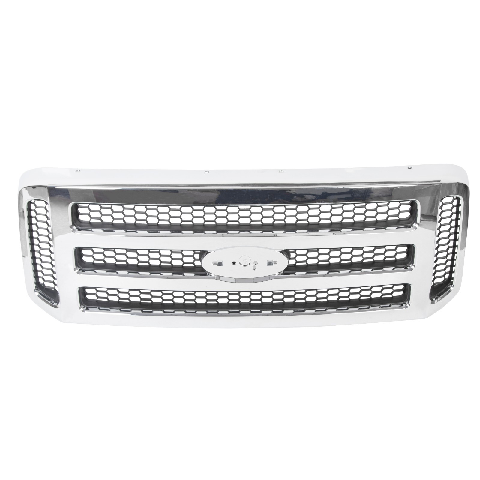 Grille Assembly For Ford F-250 F-350 Super Duty 2005-07 Chrome Shell/Gray Insert