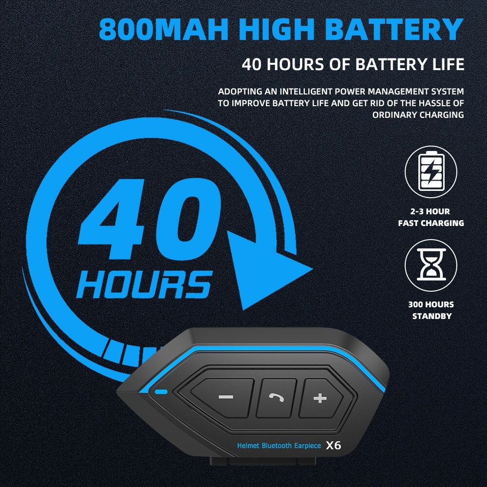 Motorcycle Helmet Headset Wireless Bluetooth Headphone Speaker Hands-Free X6
